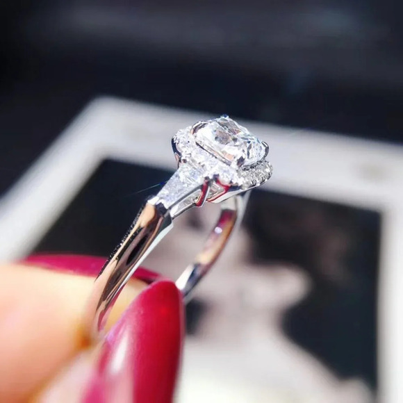 ▶925 Sterling Silver Plated Engagement Dainty Wedding Ring for Women, K965